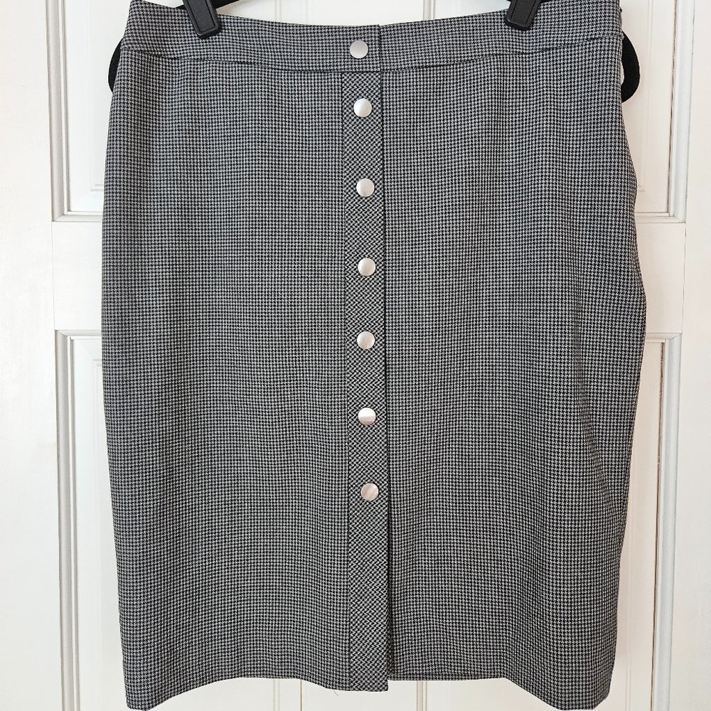 LOFT Gray Houndstooth 6 Pencil Skirt